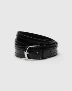 Belt - Brogue Polished Fumé Leather Belt