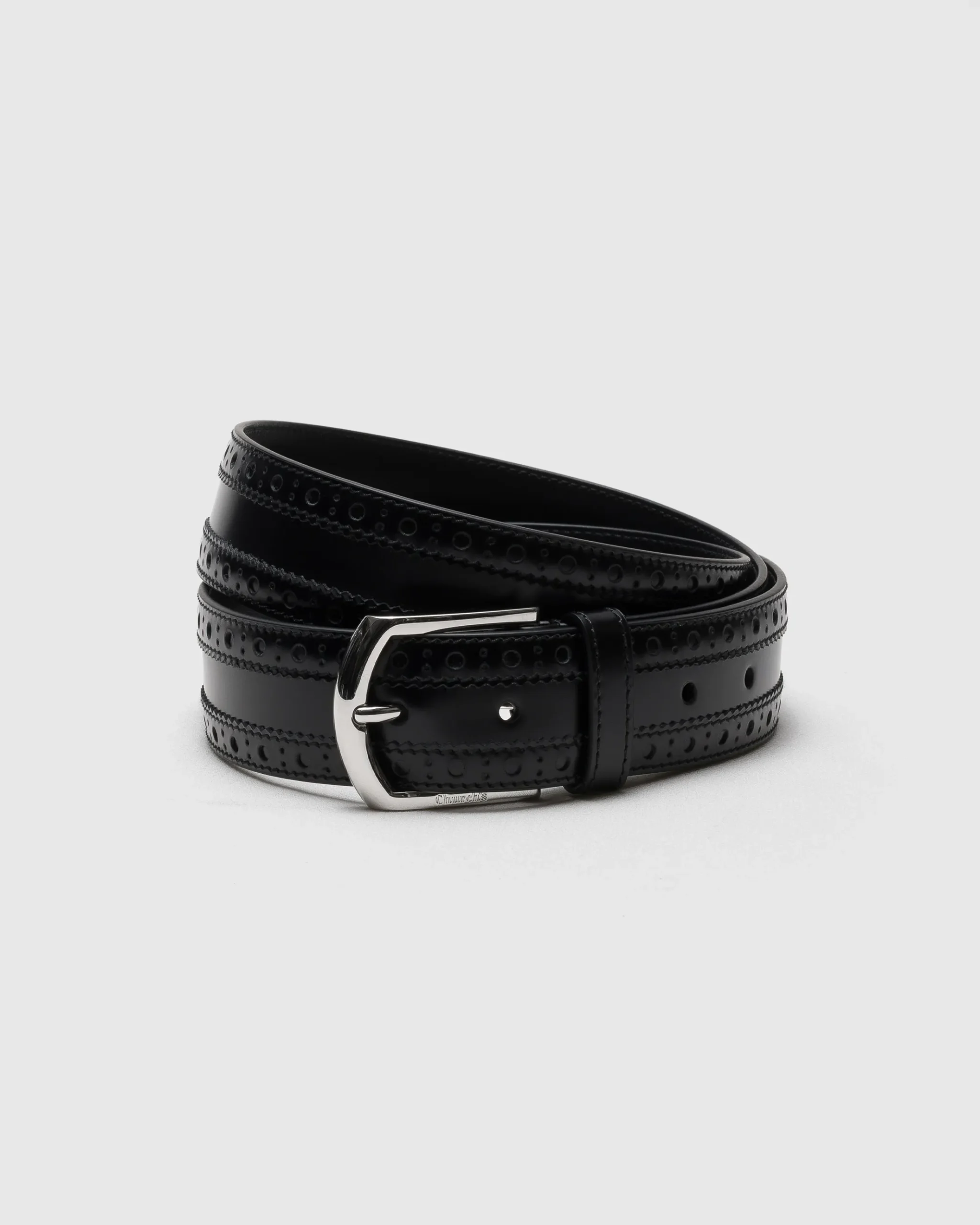 Belt - Brogue Polished Fumé Leather Belt