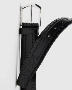 Belt - Brogue Polished Fumé Leather Belt