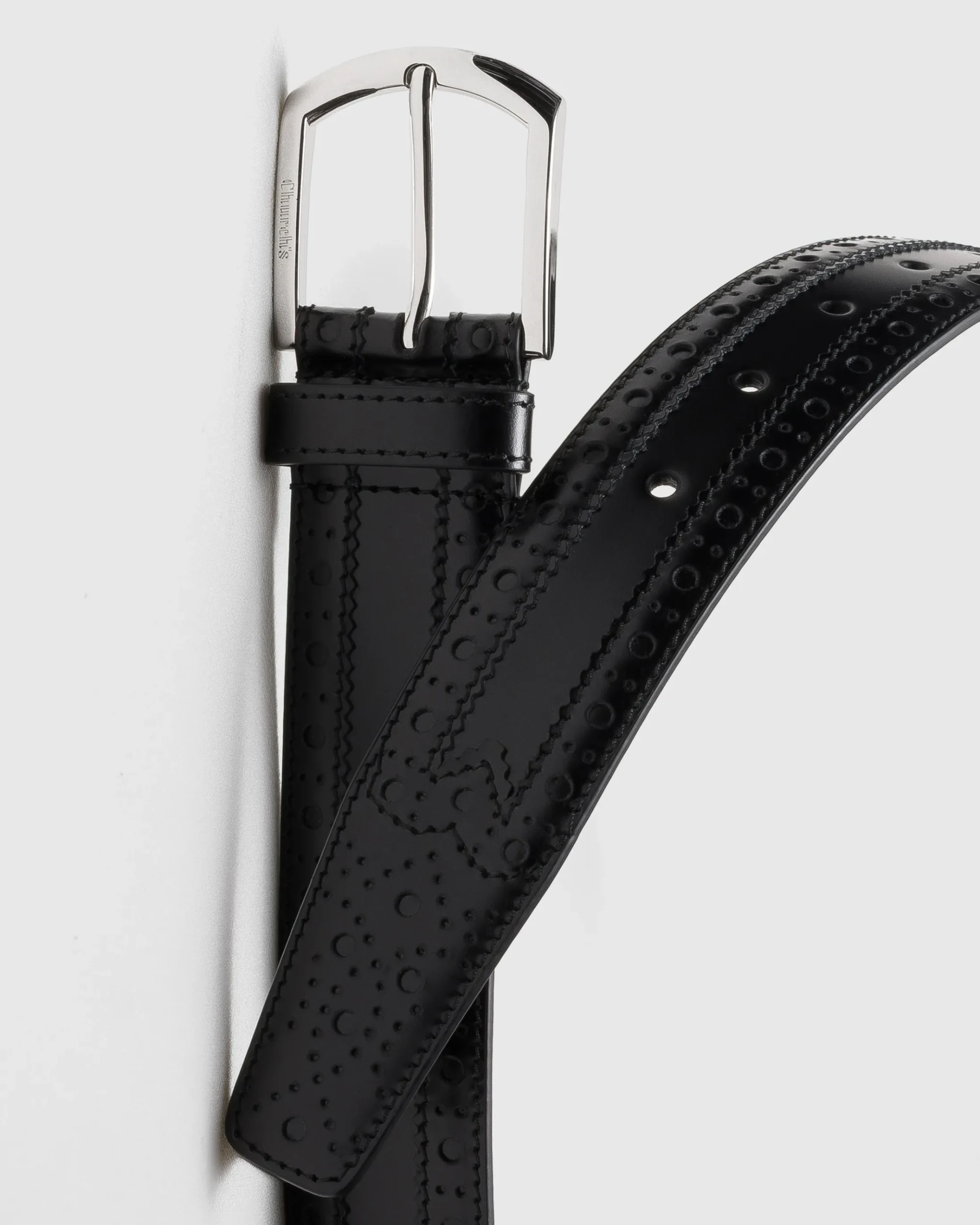 Belt - Brogue Polished Fumé Leather Belt