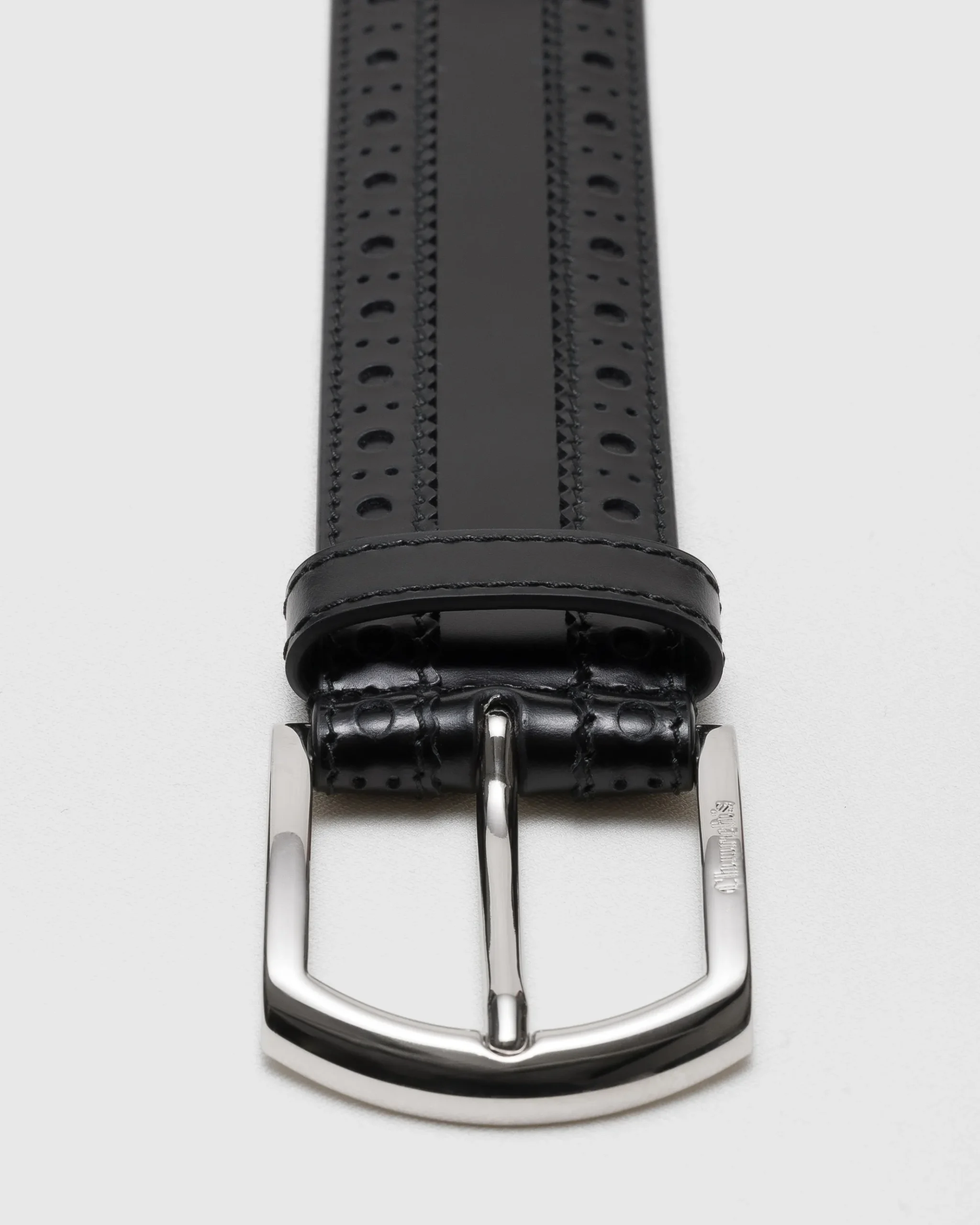 Belt - Brogue Polished Fumé Leather Belt
