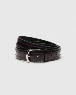 Belt - Brogue Polished Fumé Leather Belt