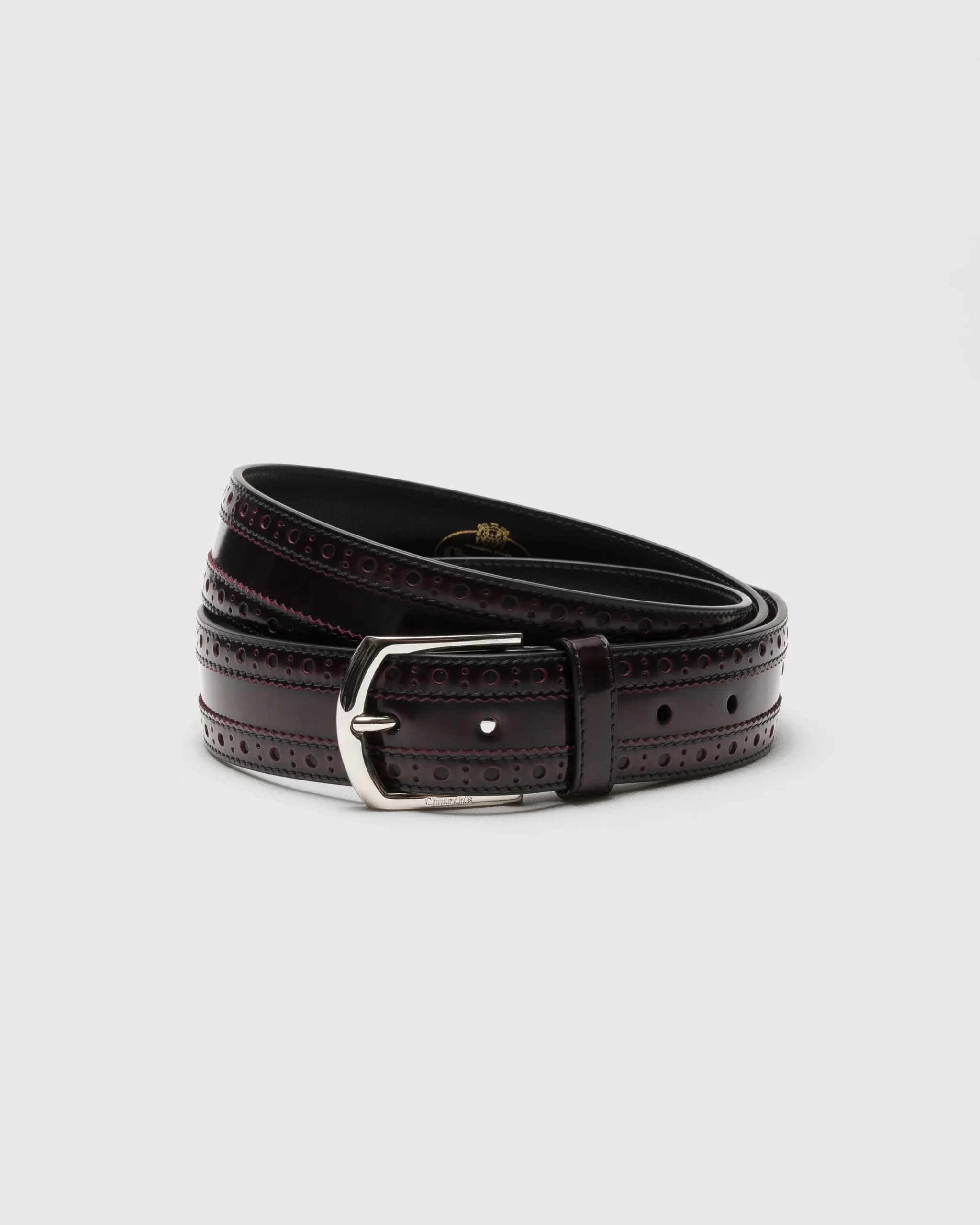 Belt - Brogue Polished Fumé Leather Belt
