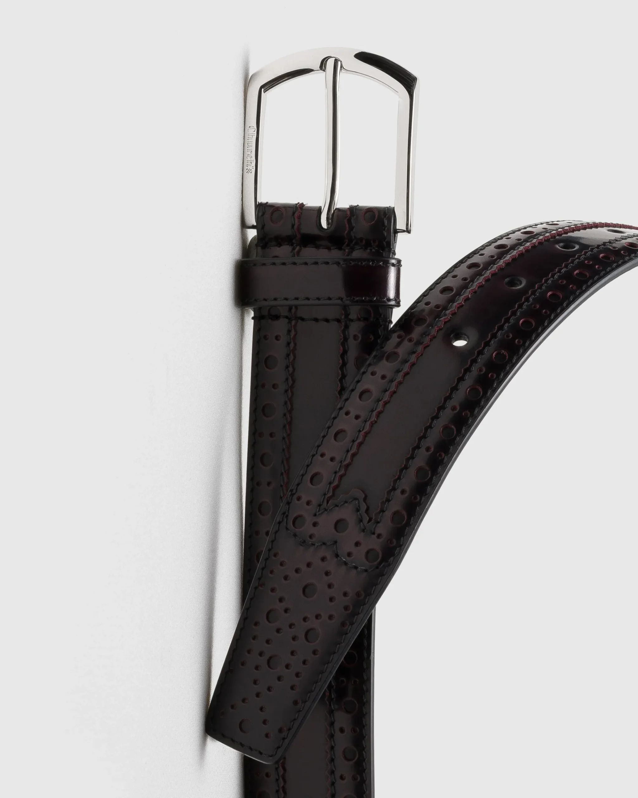 Belt - Brogue Polished Fumé Leather Belt