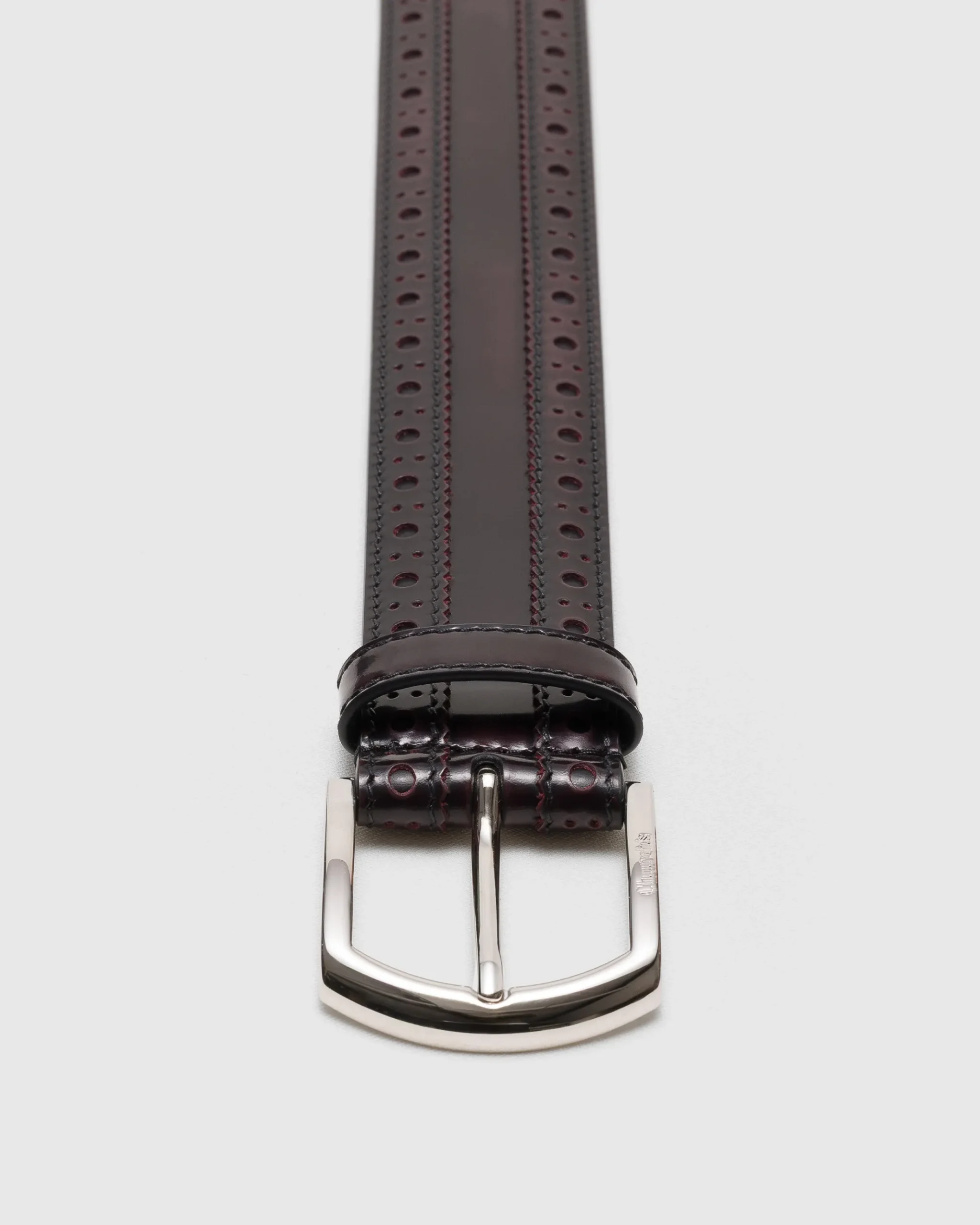 Belt - Brogue Polished Fumé Leather Belt