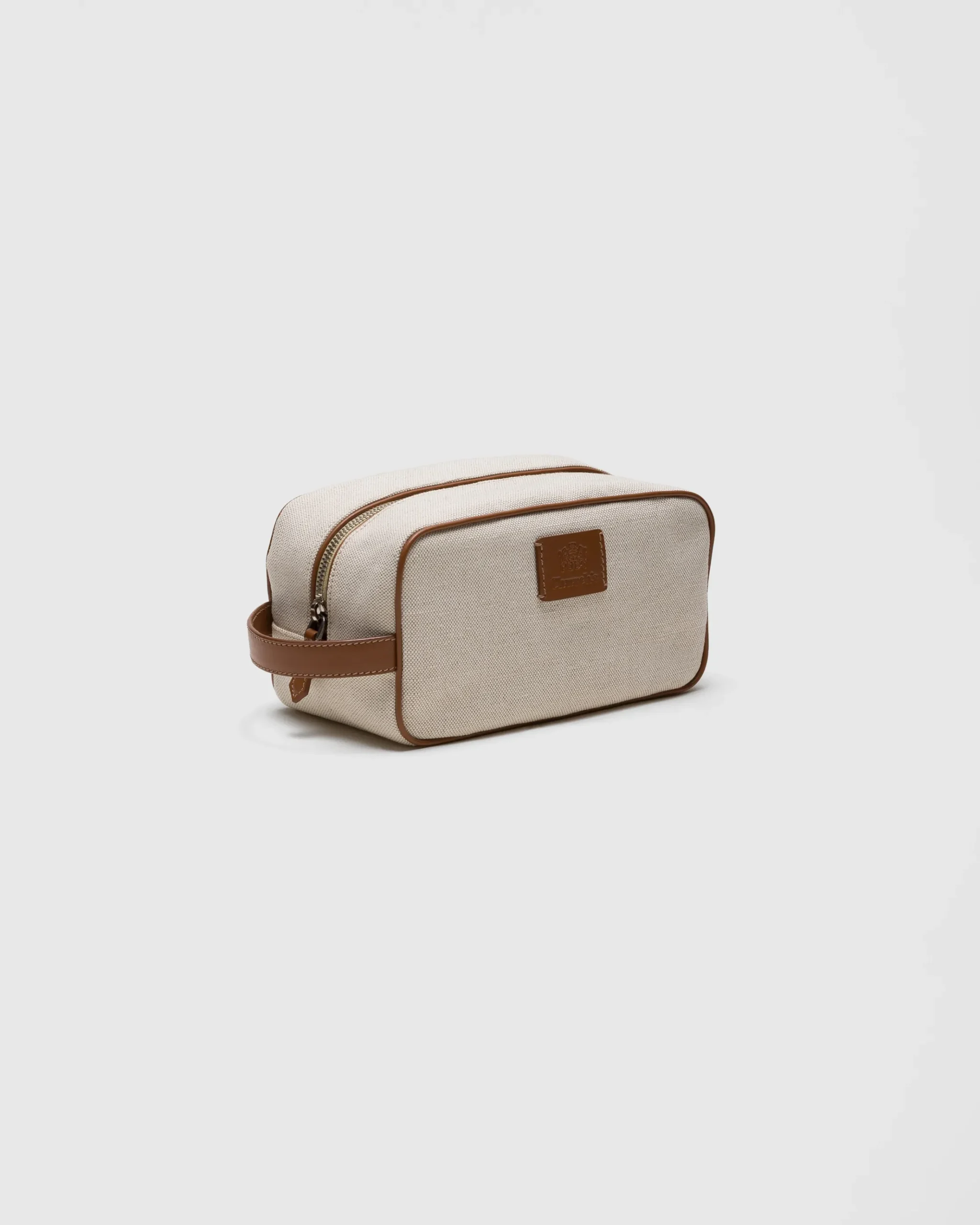 Devon - Linen Blend and Leather Pouch