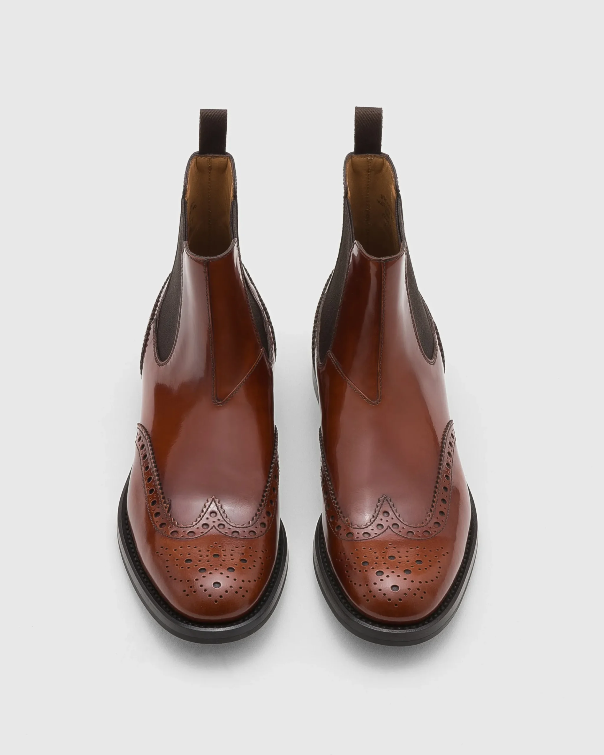 Ketsby Wg - Polished Fumè Brogue Chelsea Boot