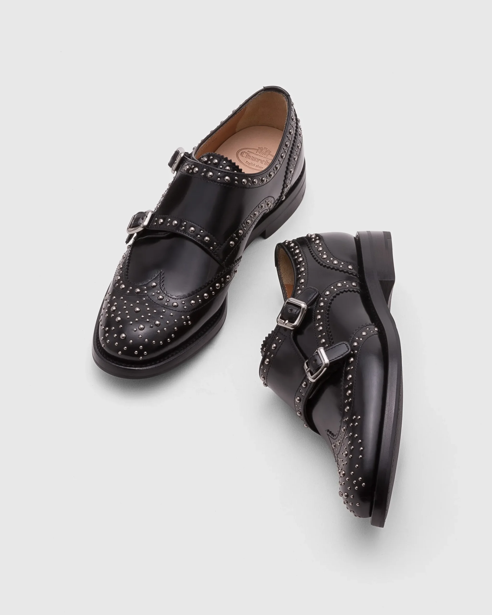 Lana Met. - Polished Binder Monk Brogue with Studs