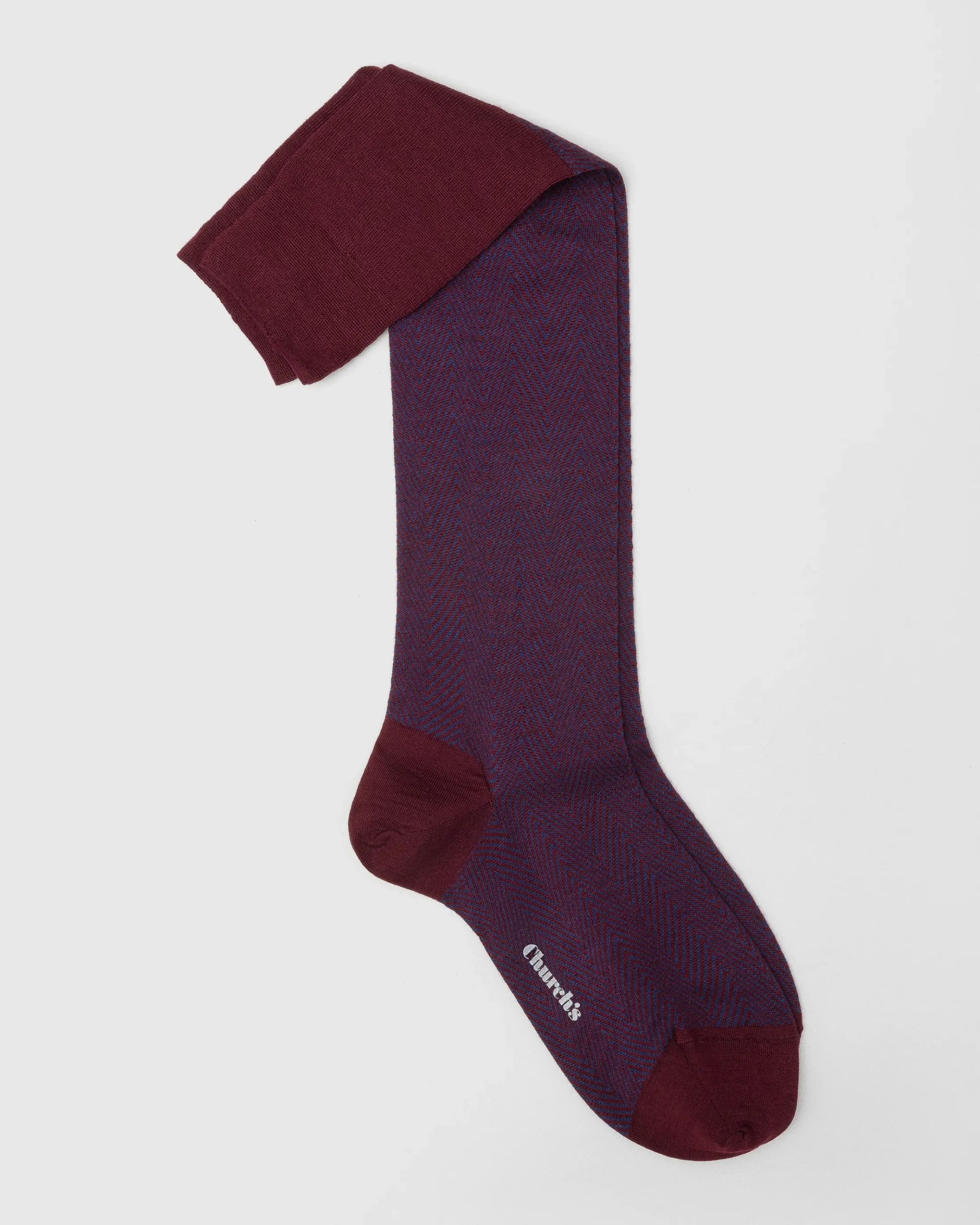 Long socks with herringbone pattern - Herringbone Wool Long Socks