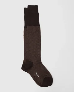 Long socks with herringbone pattern - Herringbone Wool Long Socks