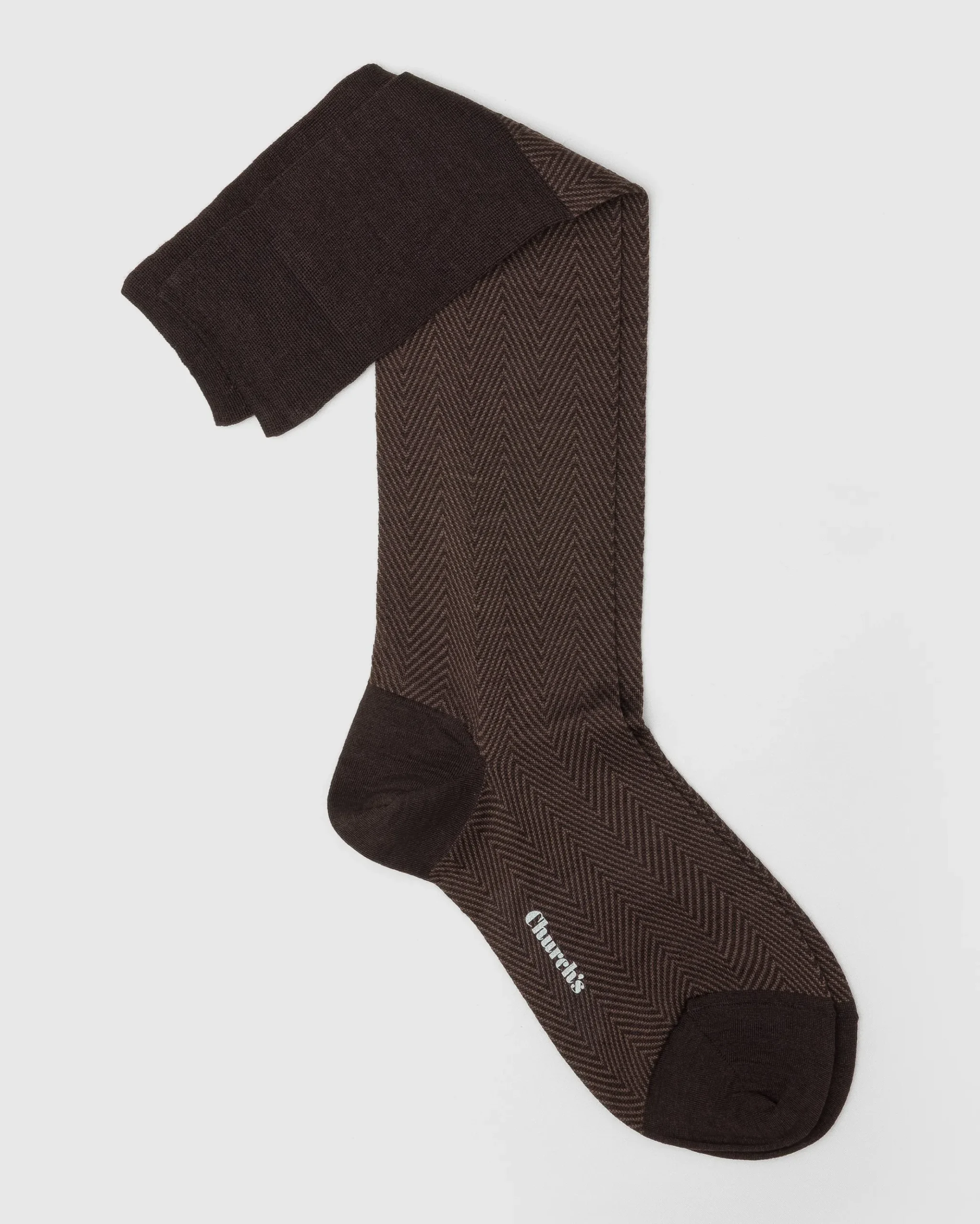 Long socks with herringbone pattern - Herringbone Wool Long Socks