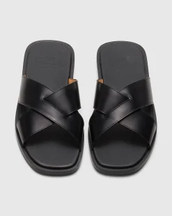 Ockley - Bleached Calfskin Crisscross Sandal