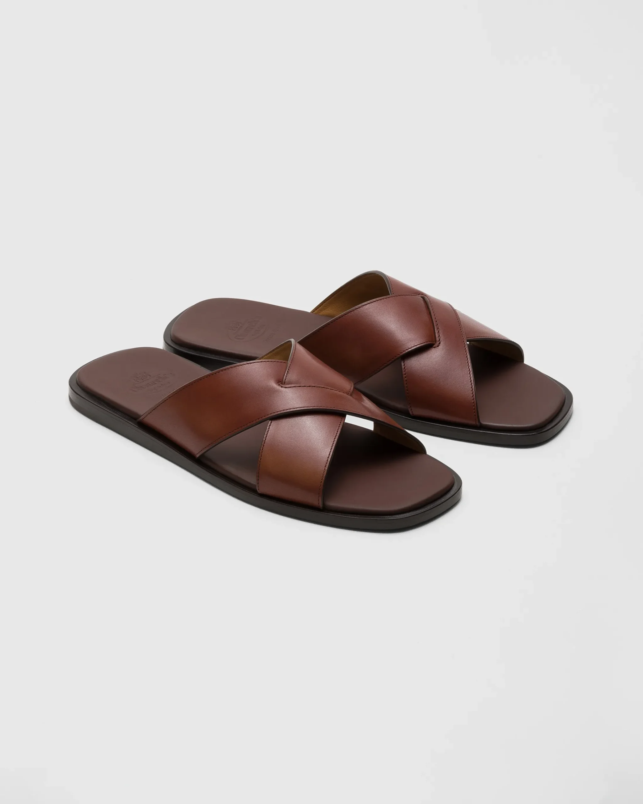 Ockley - Bleached Calfskin Crisscross Sandal