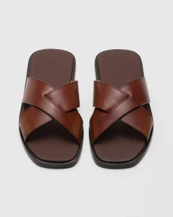 Ockley - Bleached Calfskin Crisscross Sandal