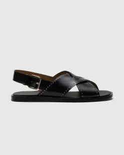 Oksana Met - Leather Crisscross Sandal with Studs