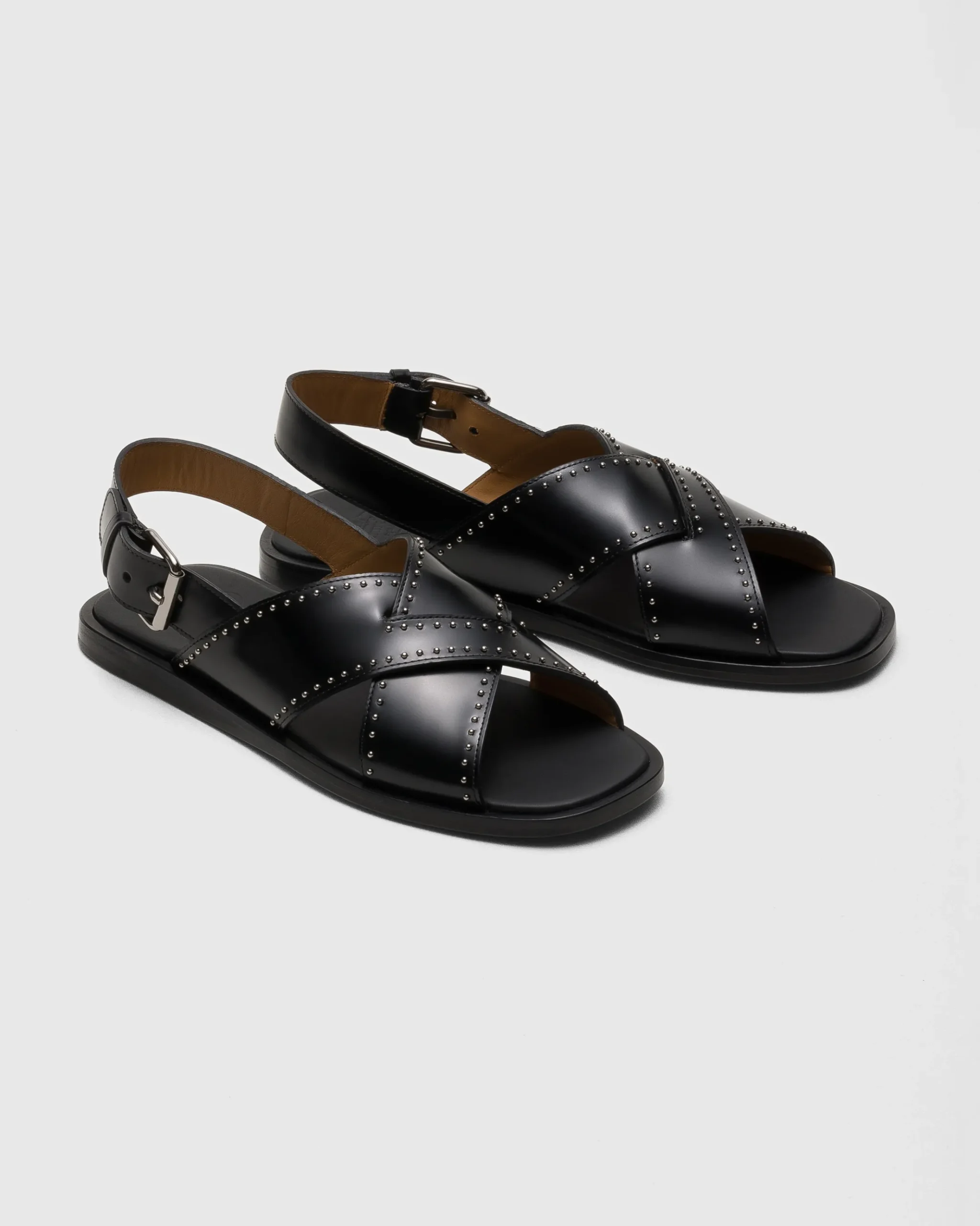 Oksana Met - Leather Crisscross Sandal with Studs