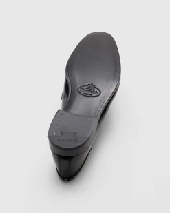 Onyx Met. - Polished Fumé Leather Loafer with Studs