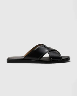 Oriyah Met - Leather Crisscross Sandal with Studs