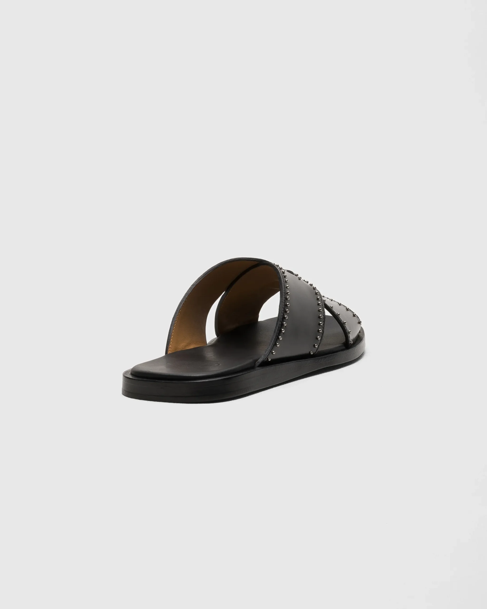 Oriyah Met - Leather Crisscross Sandal with Studs