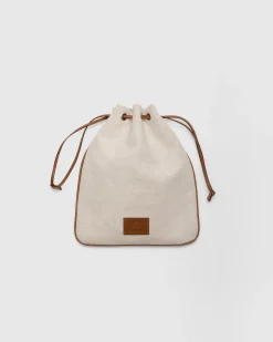 Pouch - Linen Blend and Leather Pouch