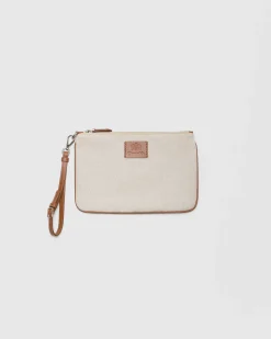 Pouch - Linen Blend and Leather Pouch