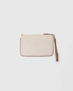 Pouch - Linen Blend and Leather Pouch