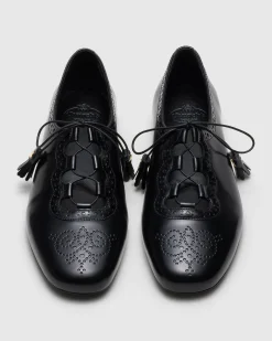 Rhea - Polished Fumé Leather Ghillies Brogue