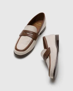 Rother - Linen and Fumé Brushed Leather Loafer