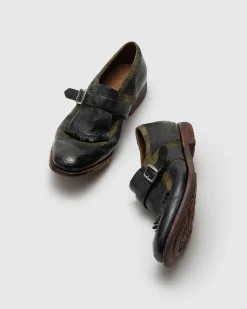 Shanghai - Antiqued Leather and Wool Monk Strap
