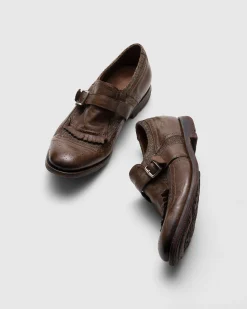 Shanghai - Antiqued Leather and Wool Monk Strap