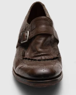Shanghai - Antiqued Leather and Wool Monk Strap
