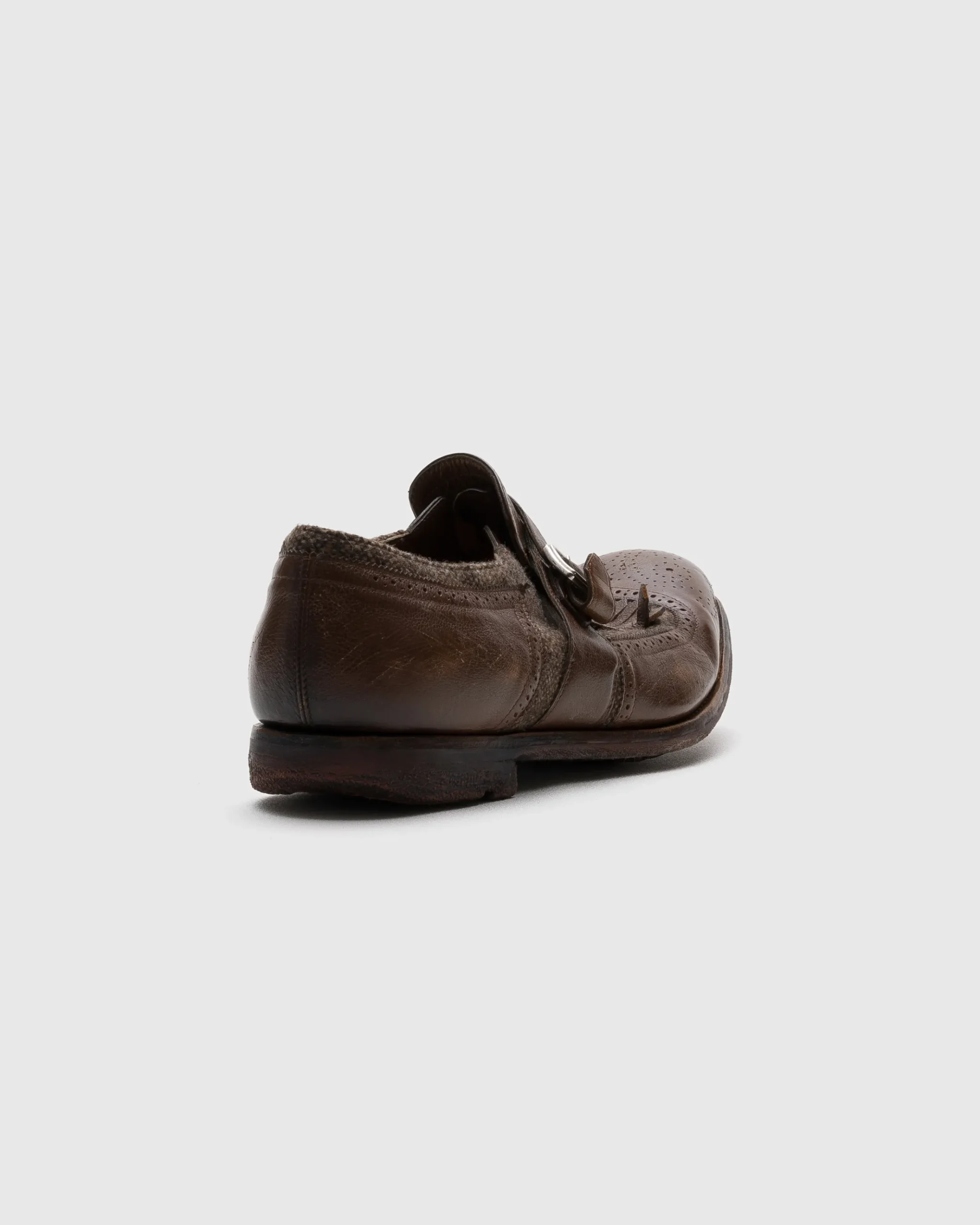 Shanghai - Antiqued Leather and Wool Monk Strap