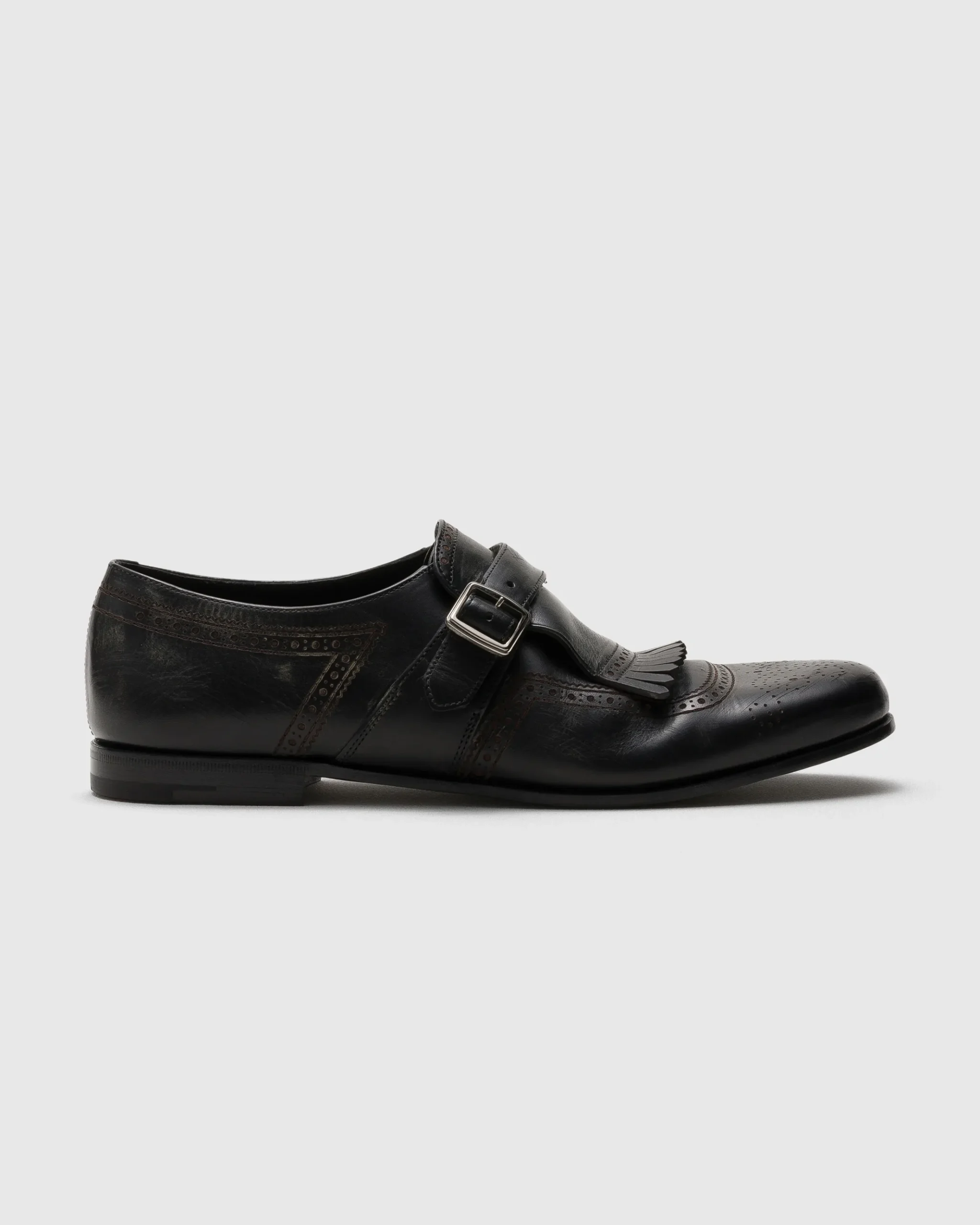 Shanghai Laser - Antiqued Calfskin Monk Strap