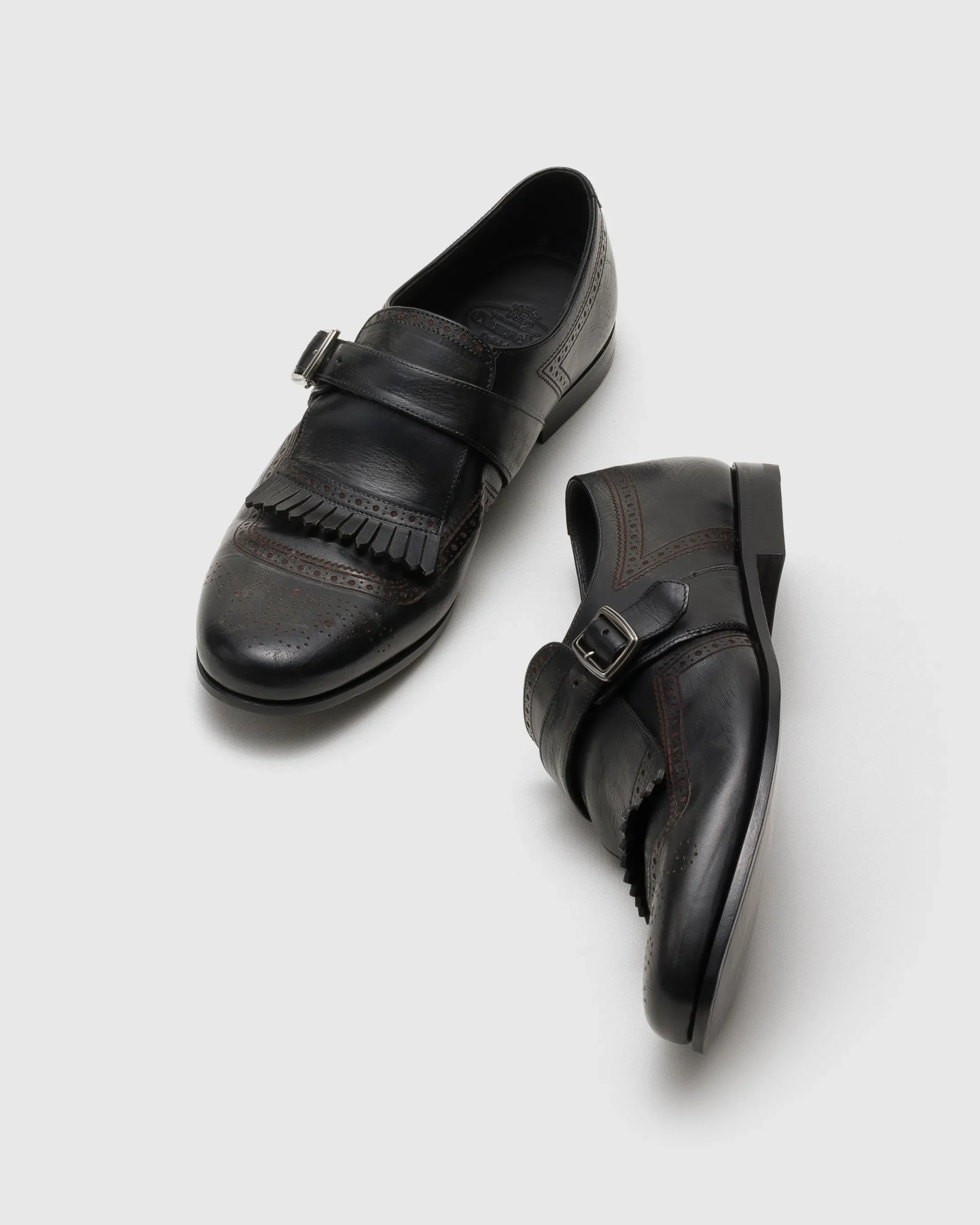 Shanghai Laser - Antiqued Calfskin Monk Strap