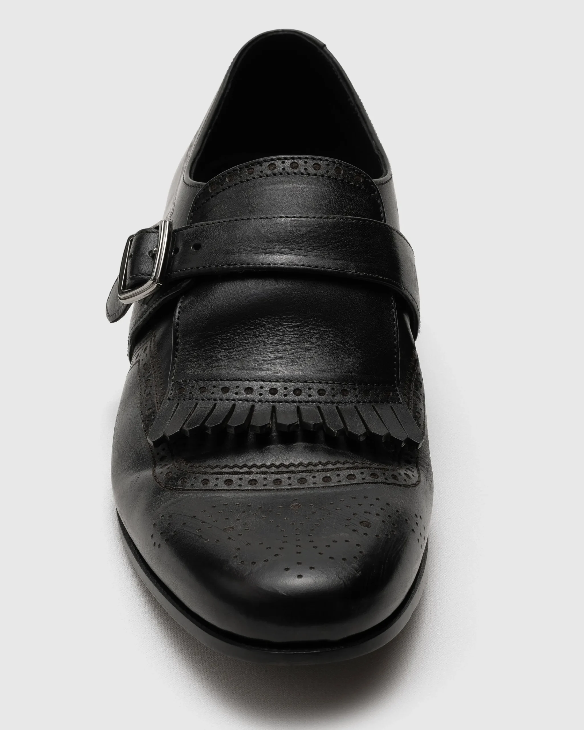 Shanghai Laser - Antiqued Calfskin Monk Strap