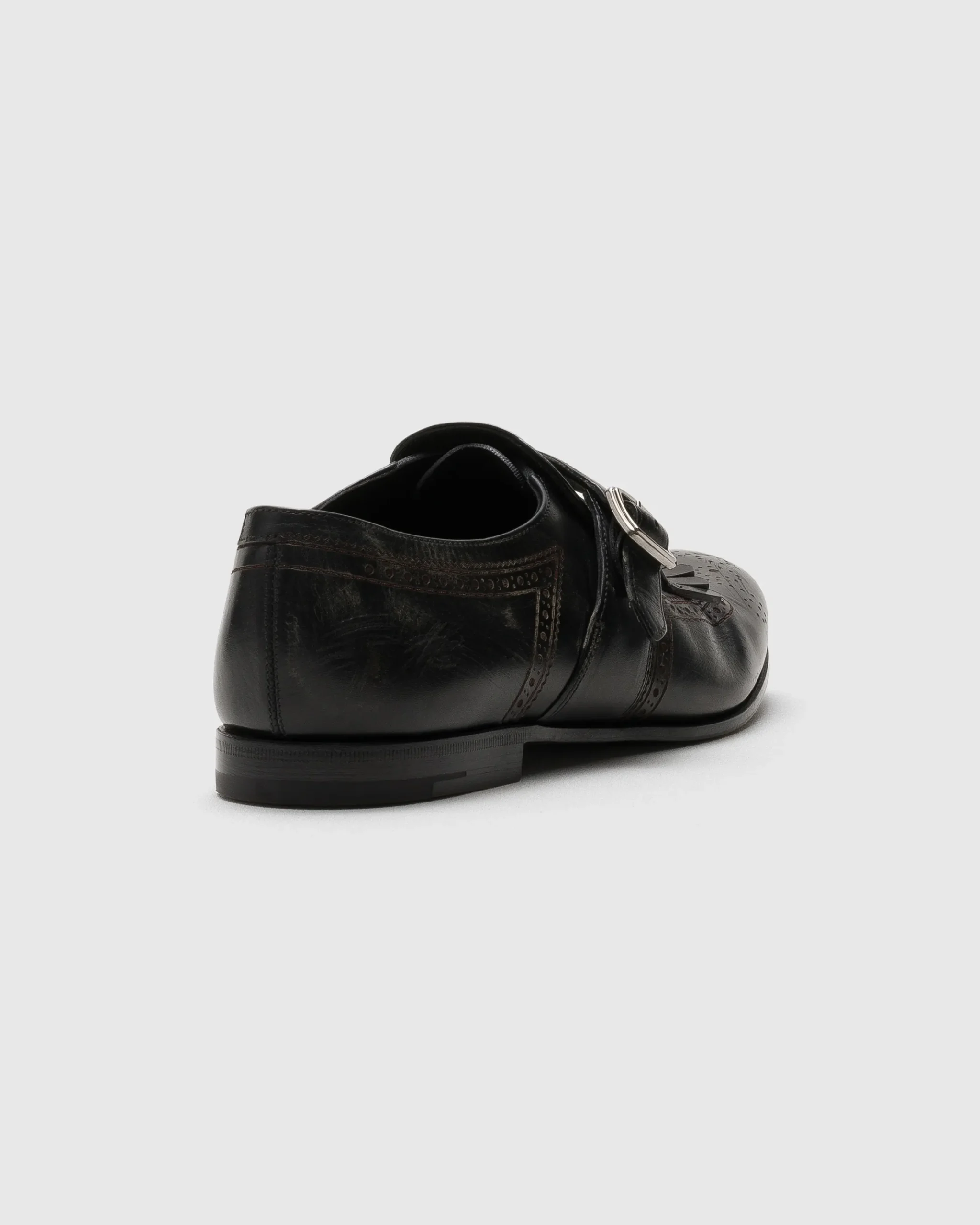 Shanghai Laser - Antiqued Calfskin Monk Strap