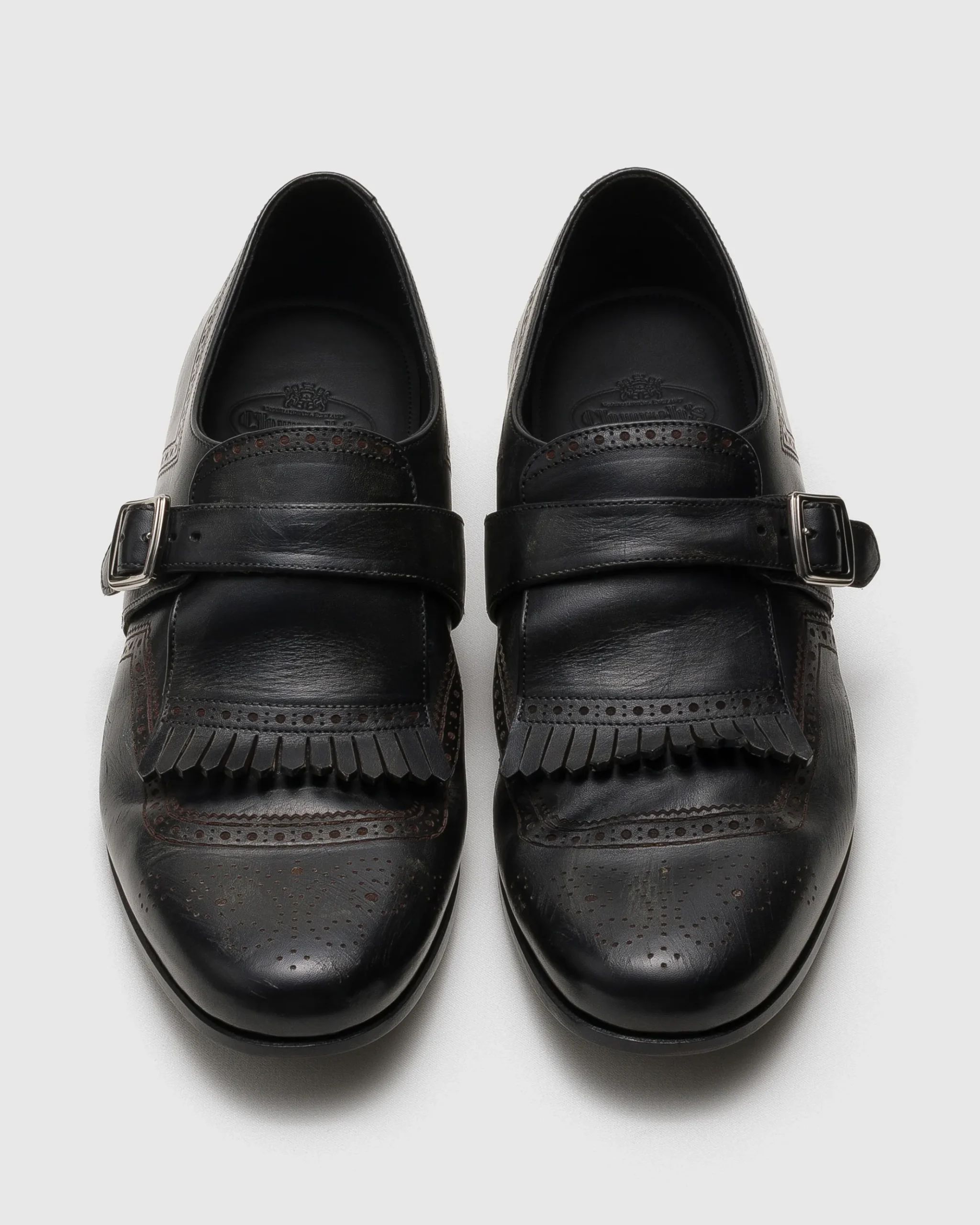 Shanghai Laser - Antiqued Calfskin Monk Strap