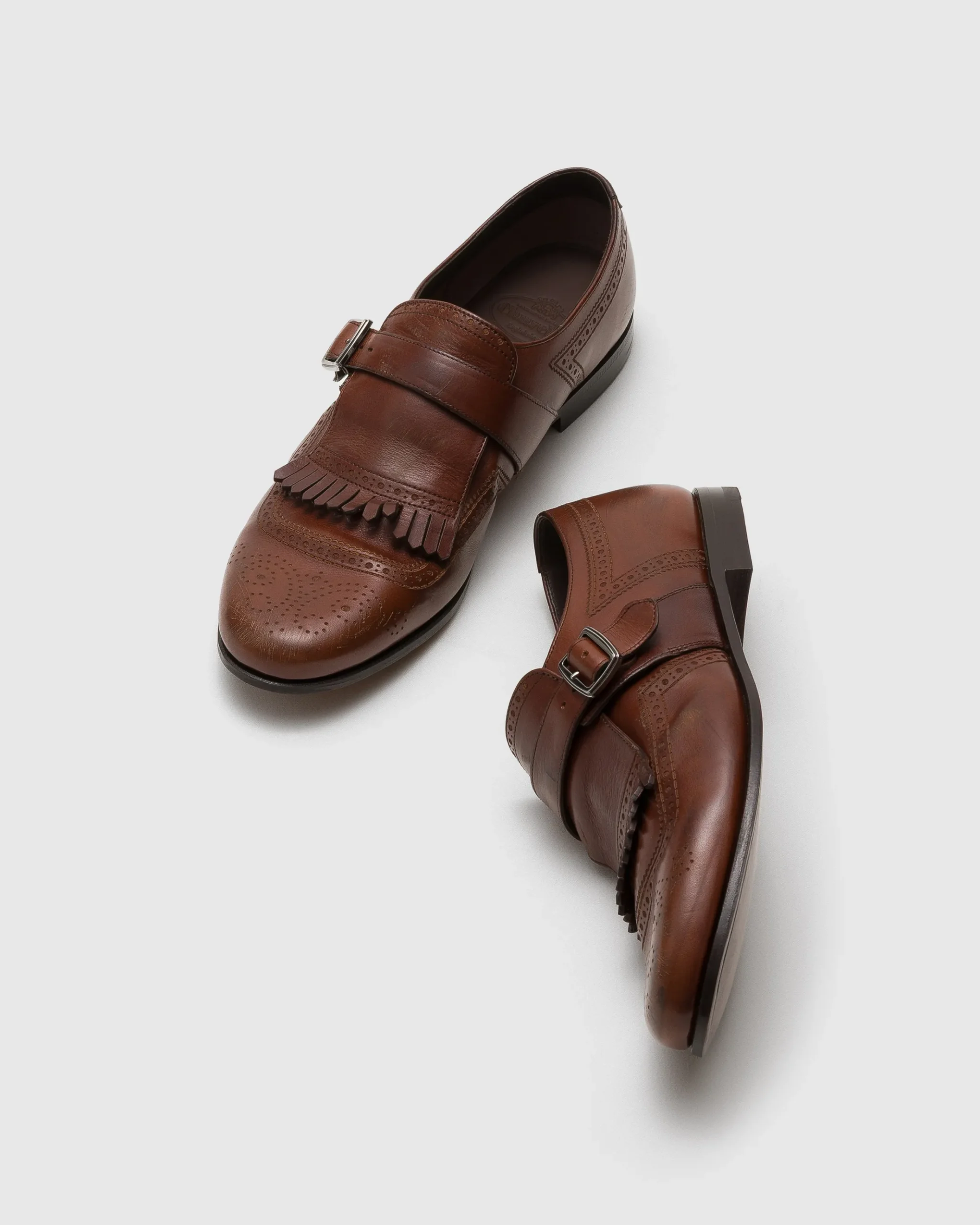 Shanghai Laser - Antiqued Calfskin Monk Strap