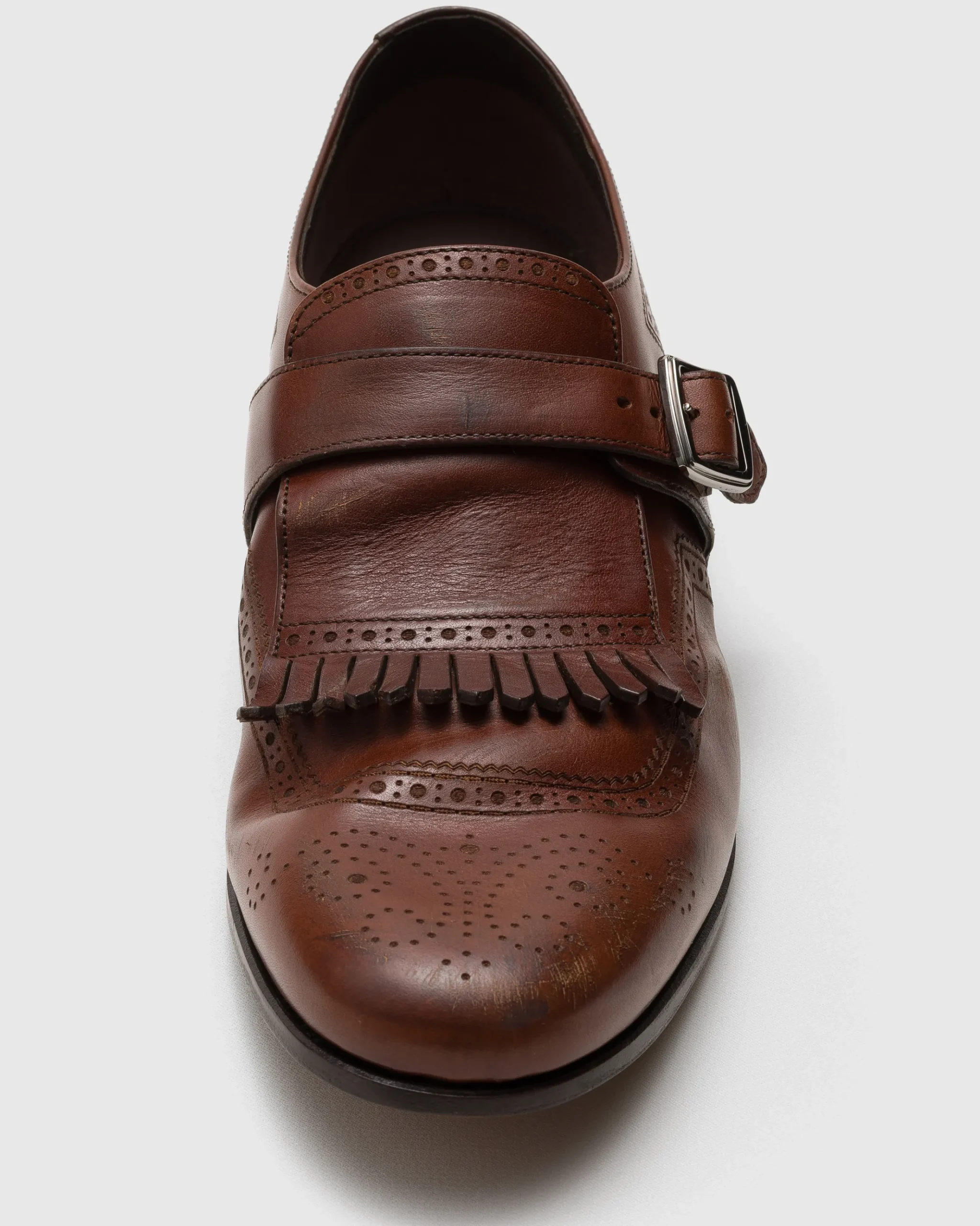 Shanghai Laser - Antiqued Calfskin Monk Strap