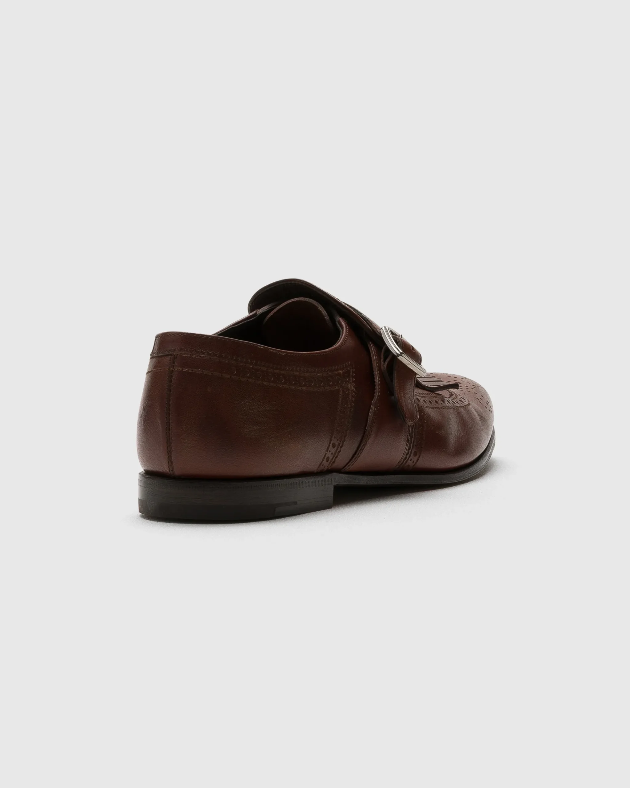 Shanghai Laser - Antiqued Calfskin Monk Strap