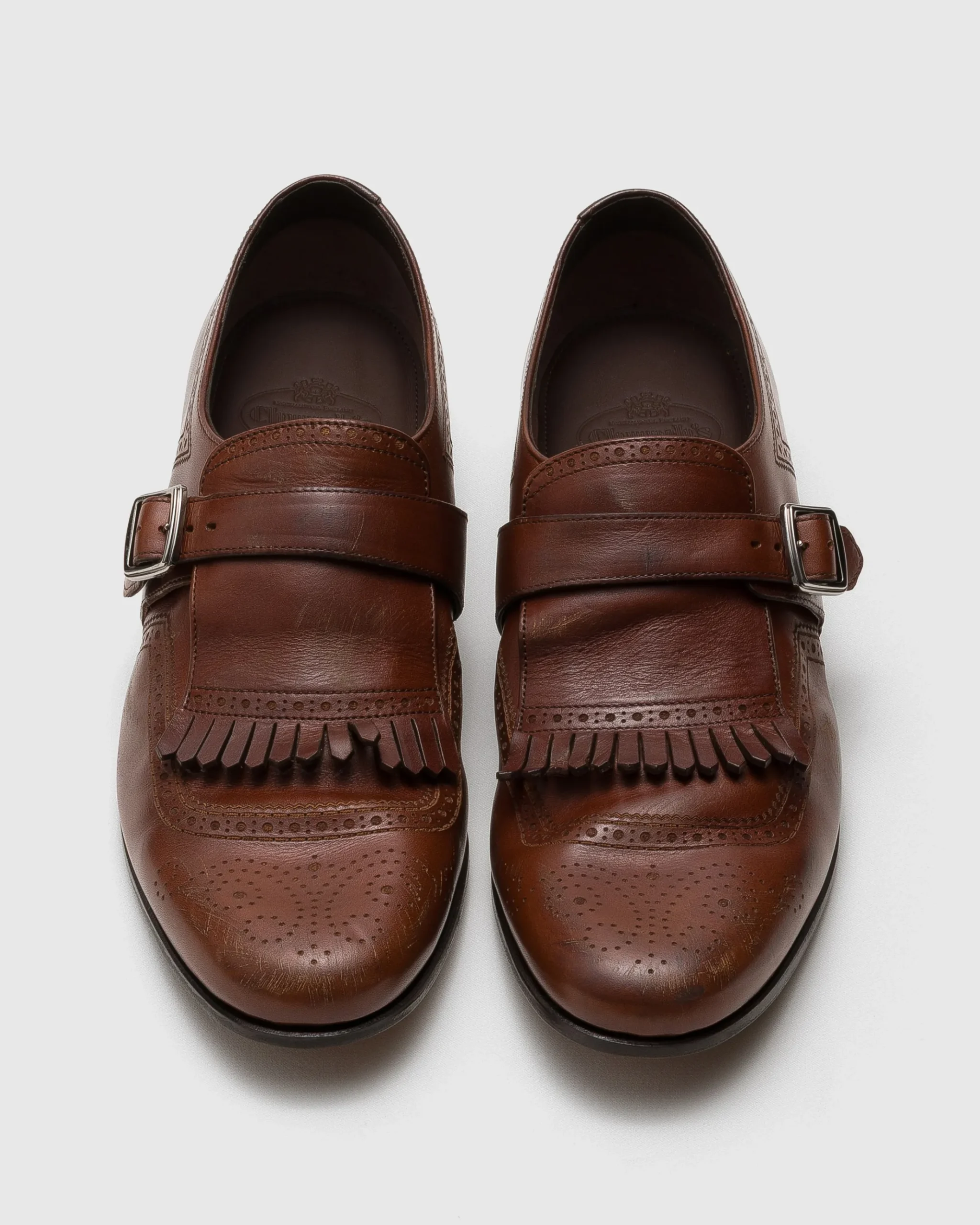 Shanghai Laser - Antiqued Calfskin Monk Strap