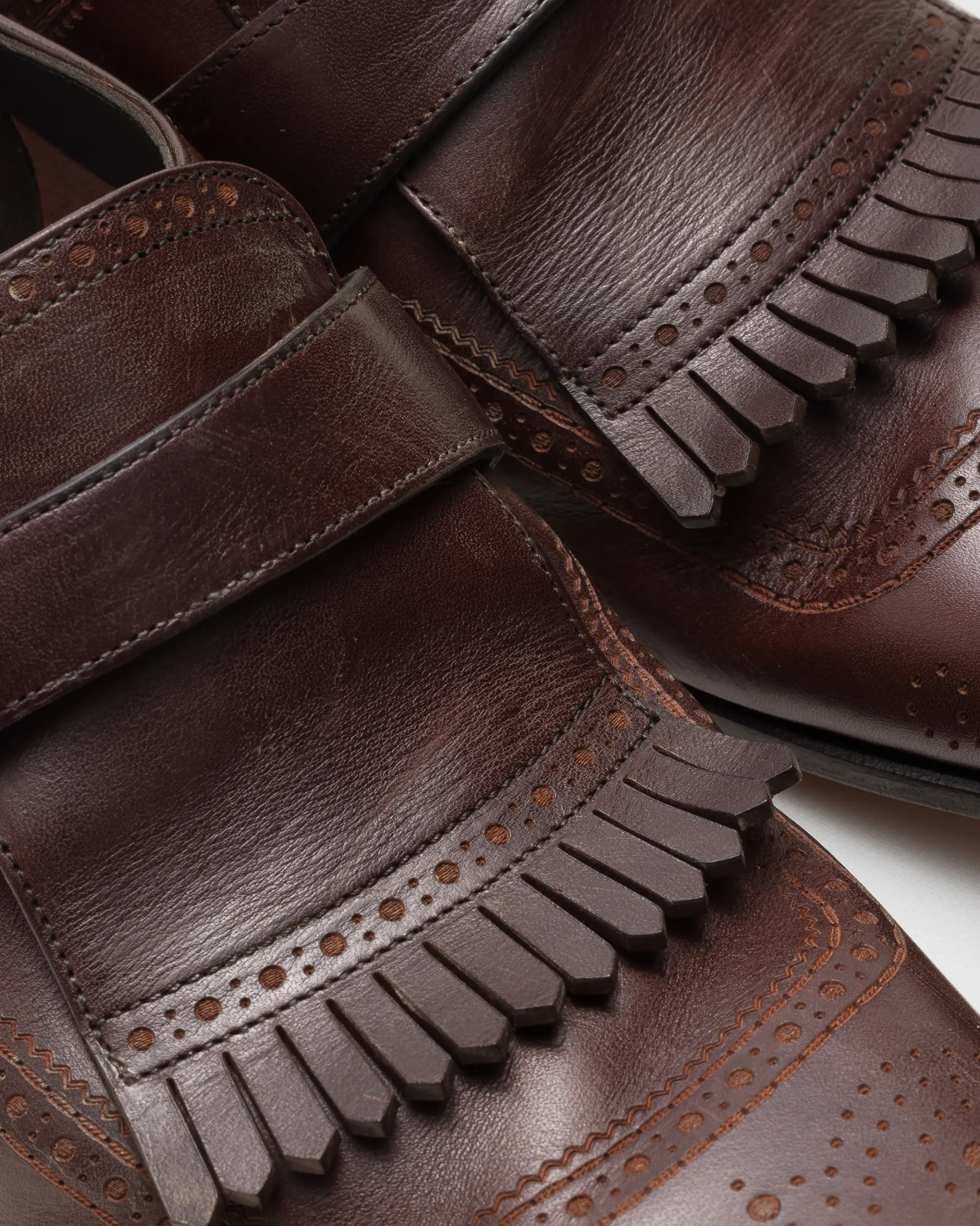 Shanghai Laser - Antiqued Calfskin Monk Strap