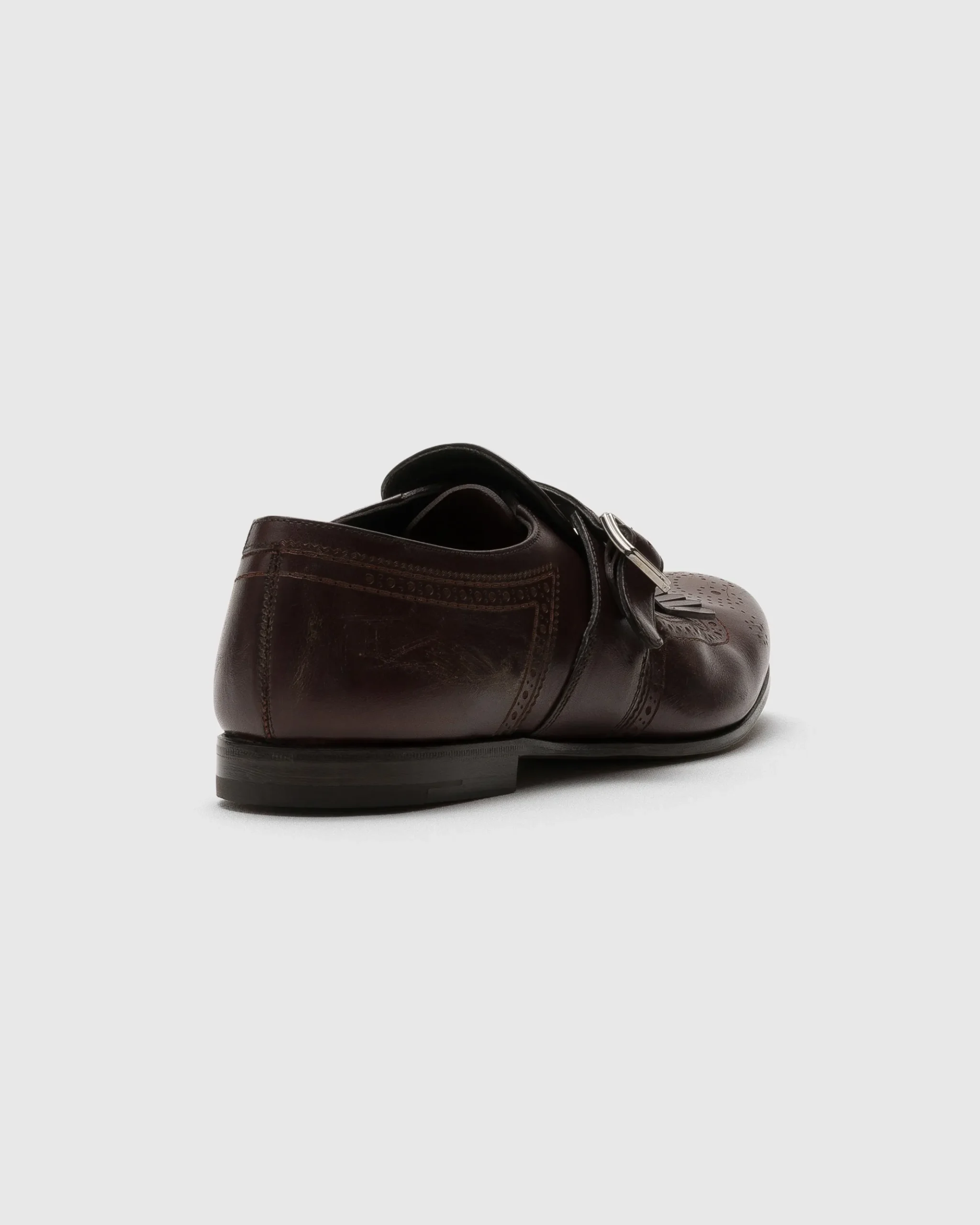 Shanghai Laser - Antiqued Calfskin Monk Strap