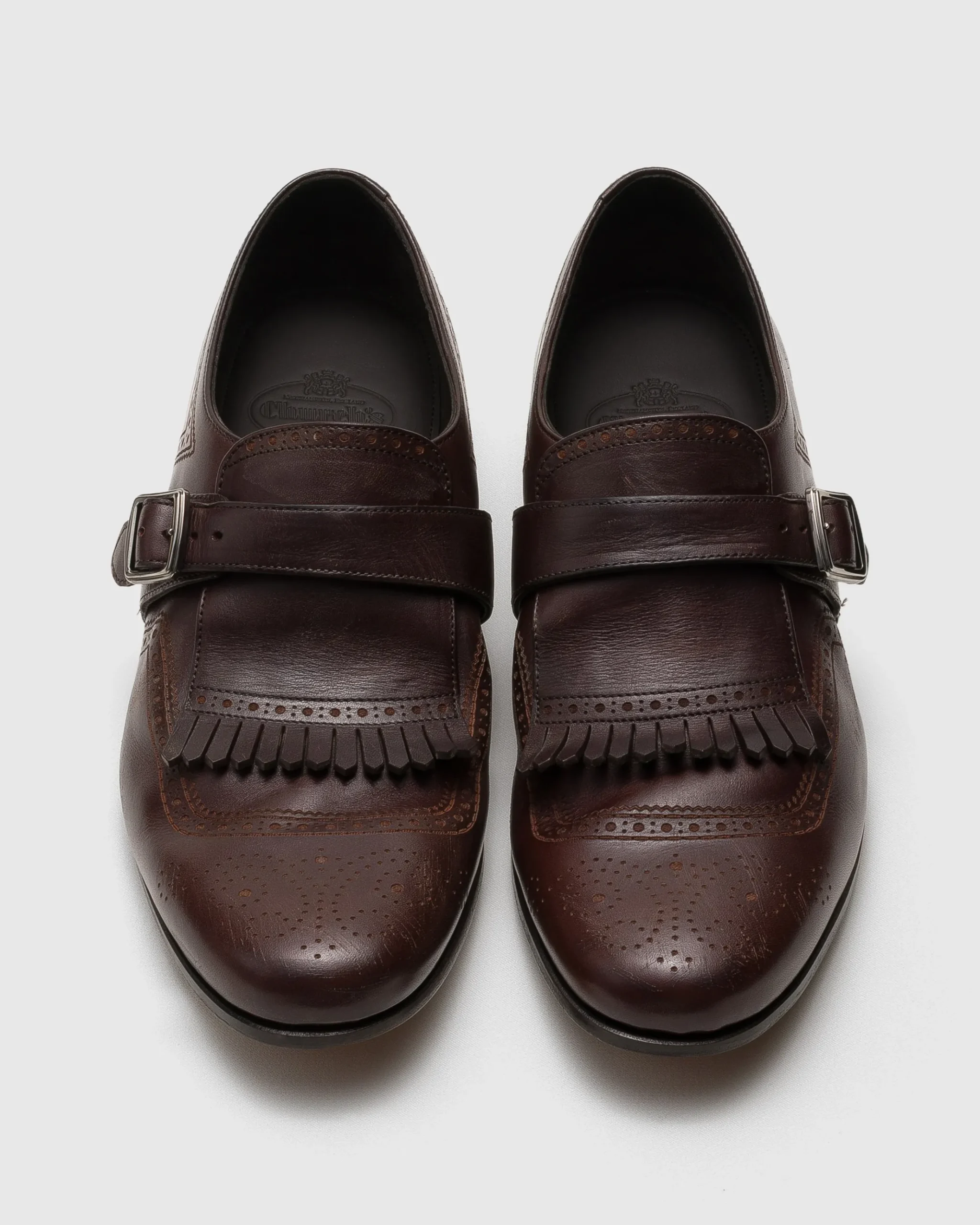 Shanghai Laser - Antiqued Calfskin Monk Strap