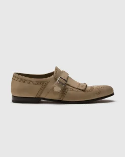 Shanghai Laser - Antiqued Suede Monk Strap