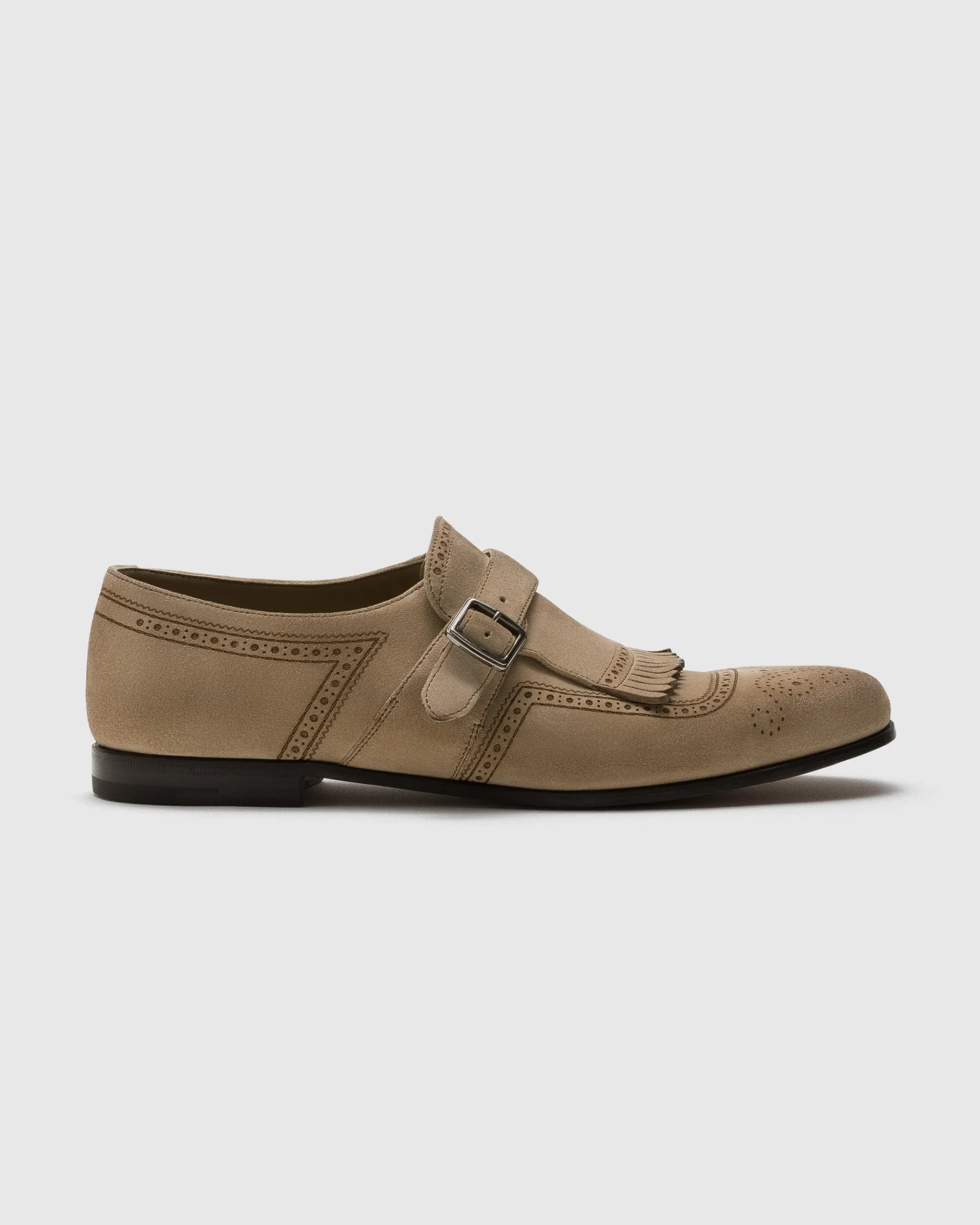 Shanghai Laser - Antiqued Suede Monk Strap