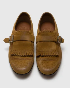 Shanghai Laser - Antiqued Suede Monk Strap