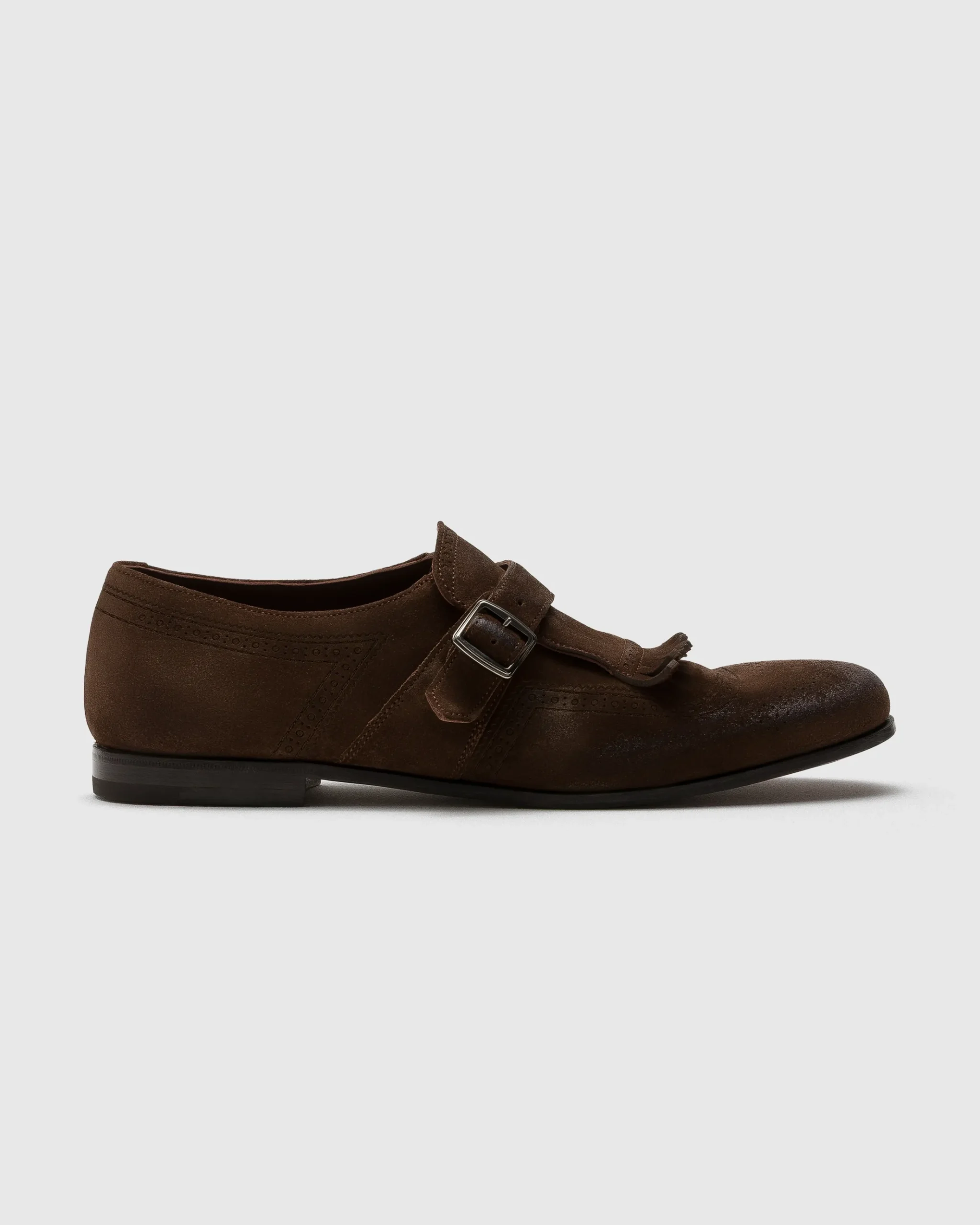 Shanghai Laser - Antiqued Suede Monk Strap