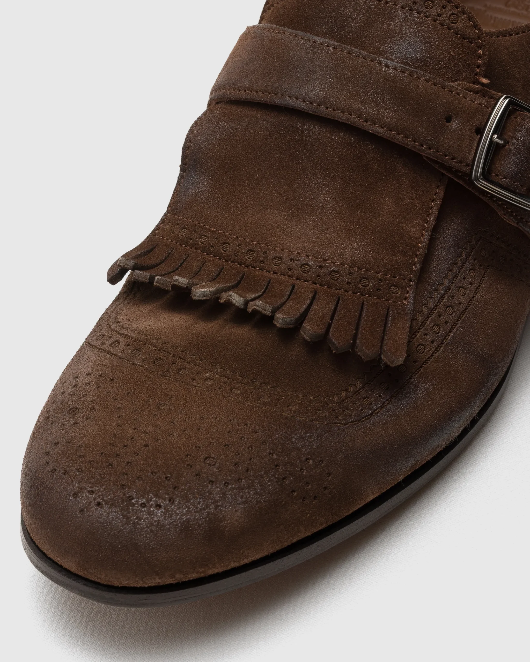 Shanghai Laser - Antiqued Suede Monk Strap