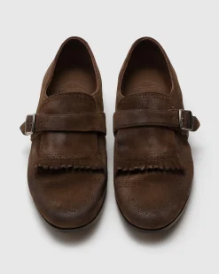 Shanghai Laser - Antiqued Suede Monk Strap